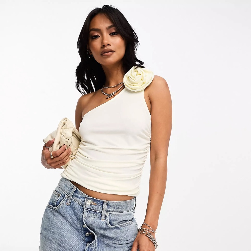 MANGO Women's Flower Asymmetric Top